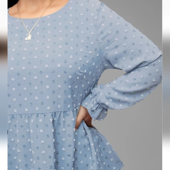 NWT- Bloomchic Women's Blue Texrured Long Sleeve Top-5X - Picture 3 of 5